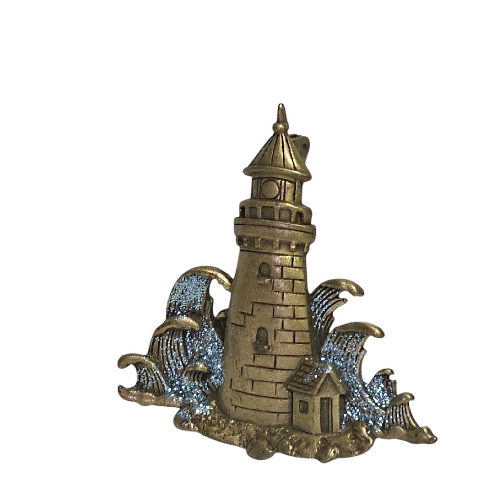 JJ‎ Lighthouse Brooch Pin Coastal Ocean Sea Waves Nautical Jewelry - Picture 3 of 10